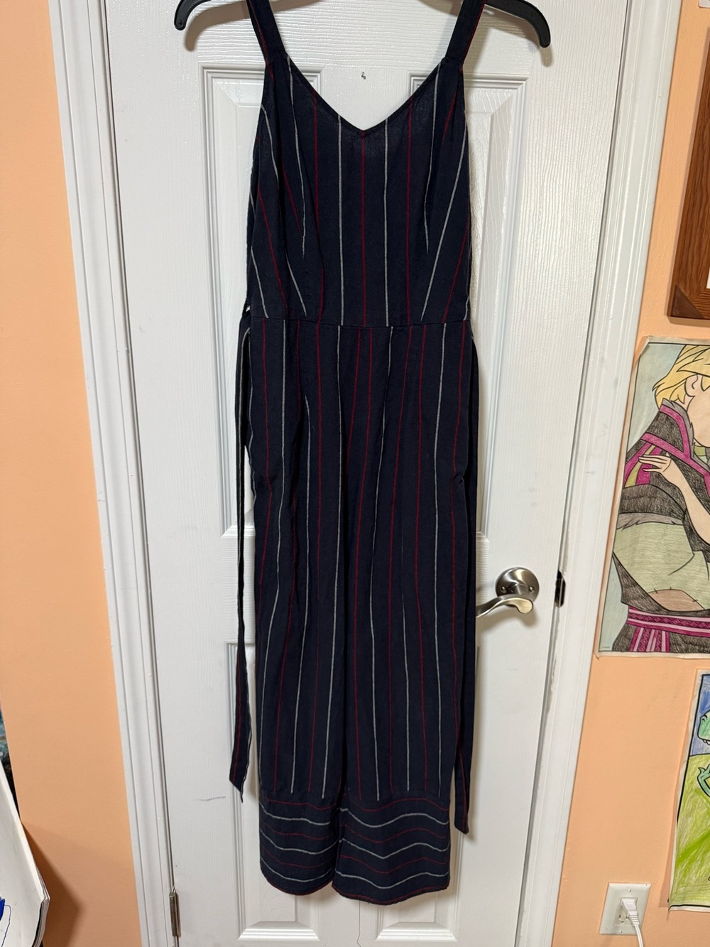 Universal Thread Navy Striped Maxi Dress with Red and White Pinstripes